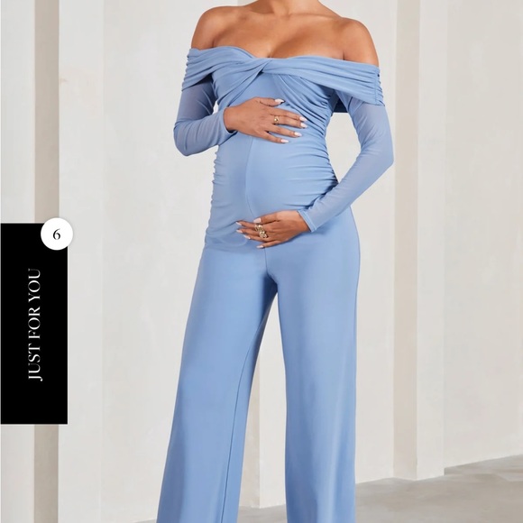 Blue Maternity Jumpsuit - Picture 2 of 6